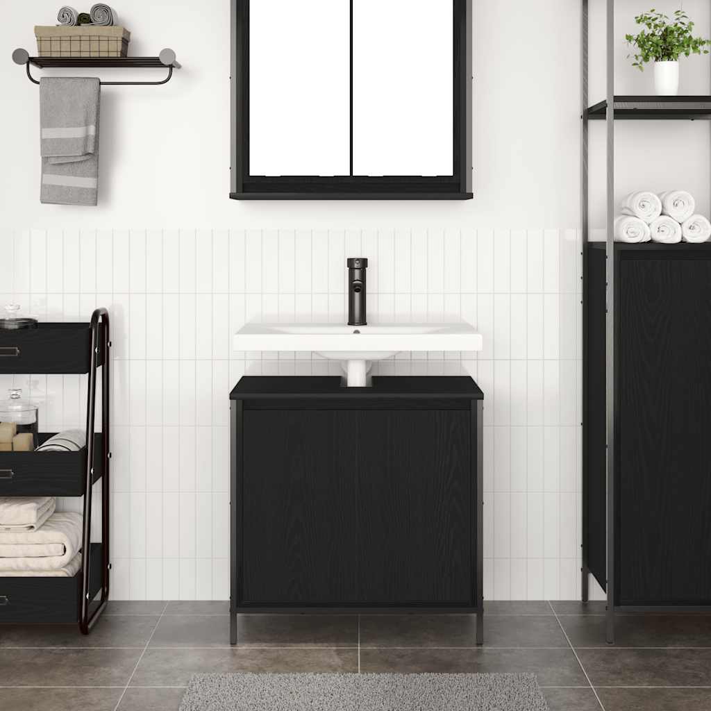 Mobile Lavabo da Bagno Nero 60x34,5x60 cm | homemem39