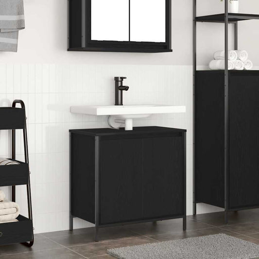Mobile Lavabo da Bagno Nero 60x34,5x60 cm | homemem39
