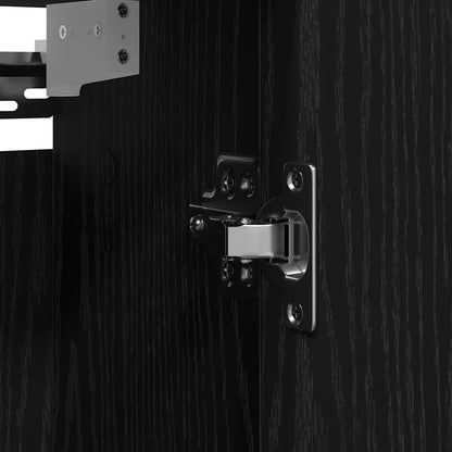 Pensile da Bagno con Specchio Rovere Nero 60x21x60 cm | homemem39