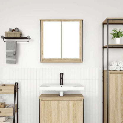 Pensile da Bagno con Specchio Rovere Sonoma 60x21x60 cm | homemem39