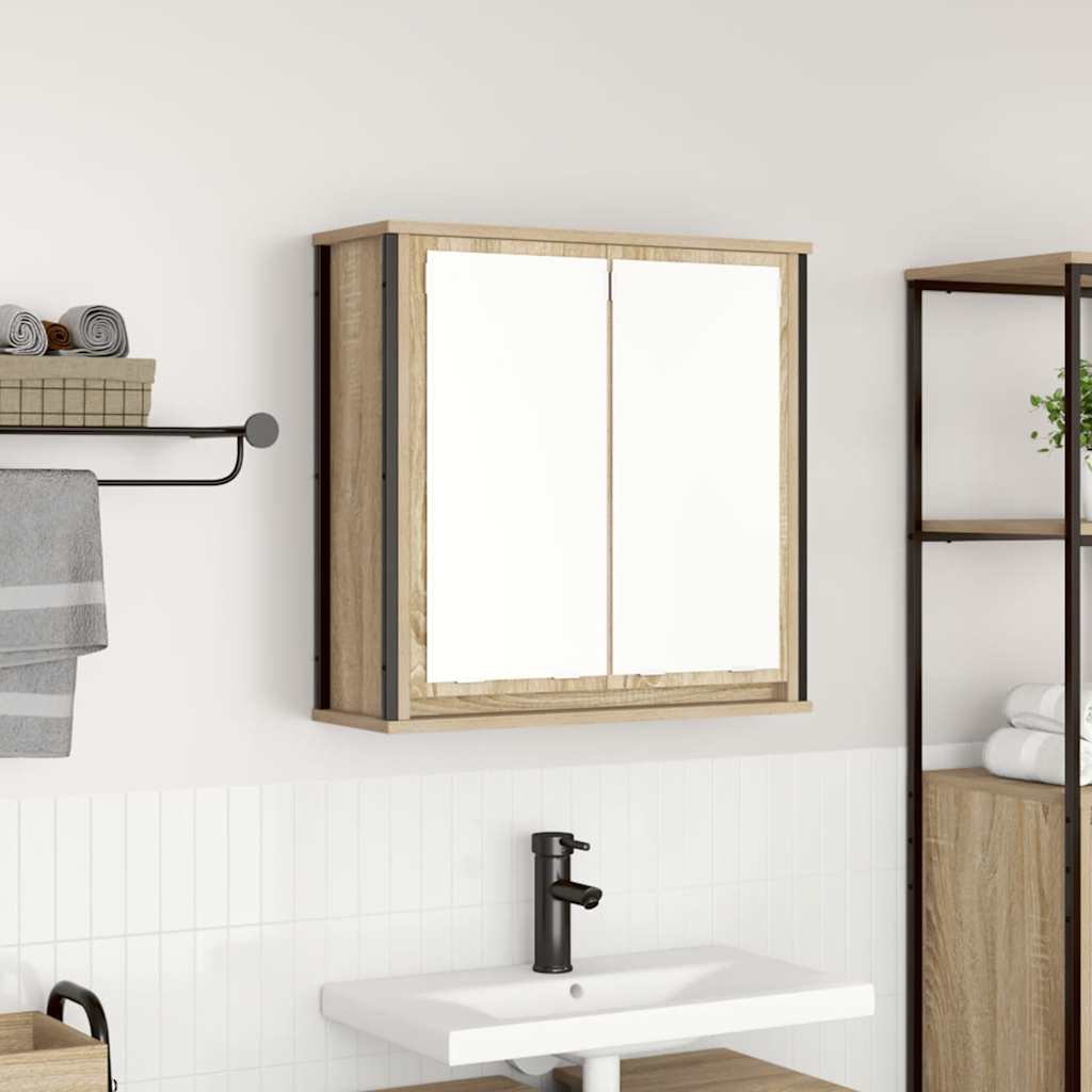 Pensile da Bagno con Specchio Rovere Sonoma 60x21x60 cm | homemem39