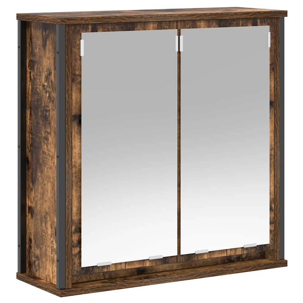 Pensile da Bagno con Specchio Rovere Fumo 60x21x60 cm