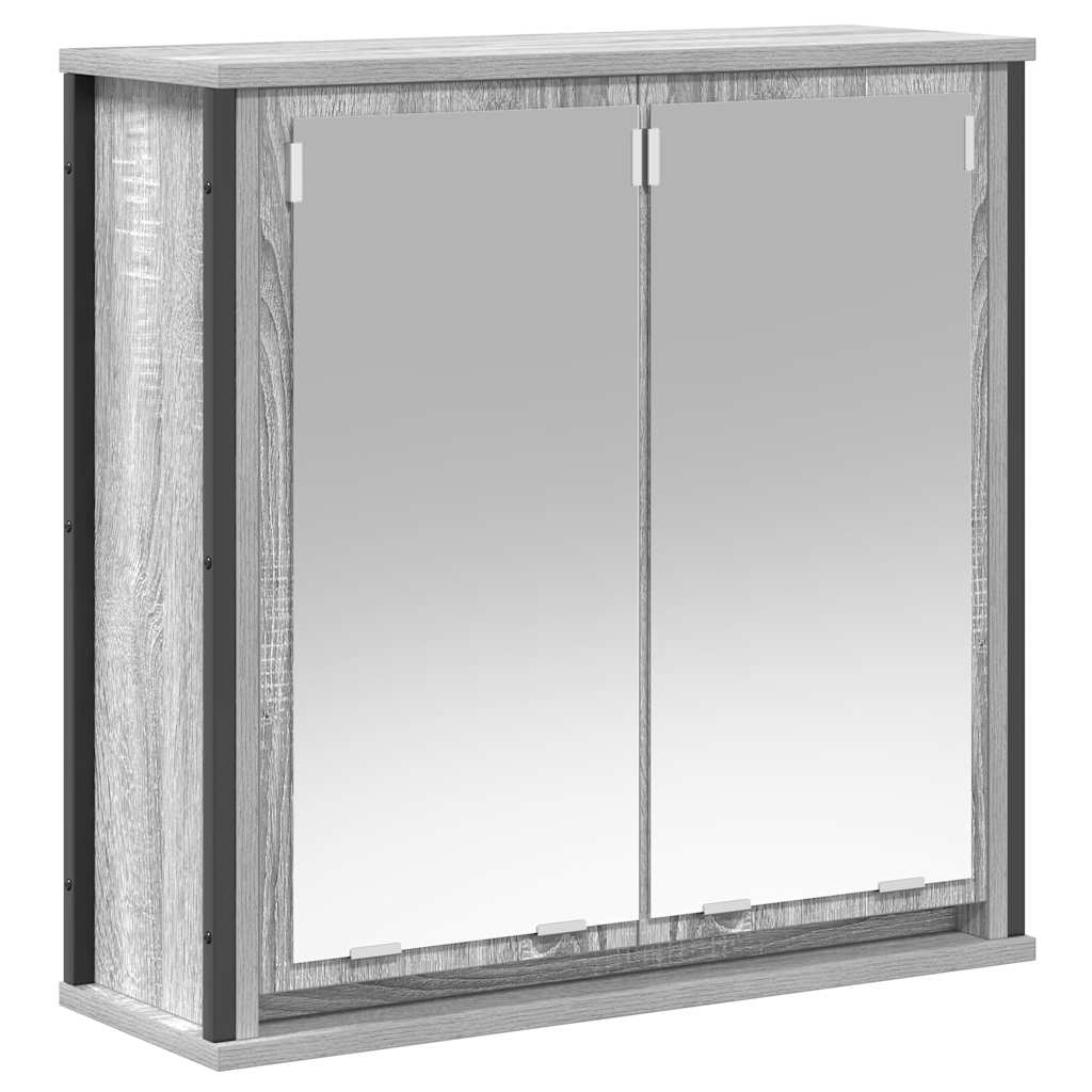 Pensile da Bagno con Specchio Grigio Sonoma 60x21x60 cm | homemem39