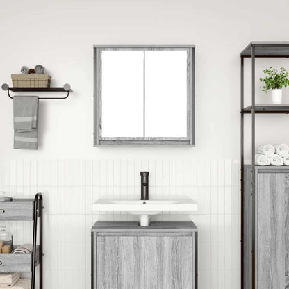 Pensile da Bagno con Specchio Grigio Sonoma 60x21x60 cm | homemem39