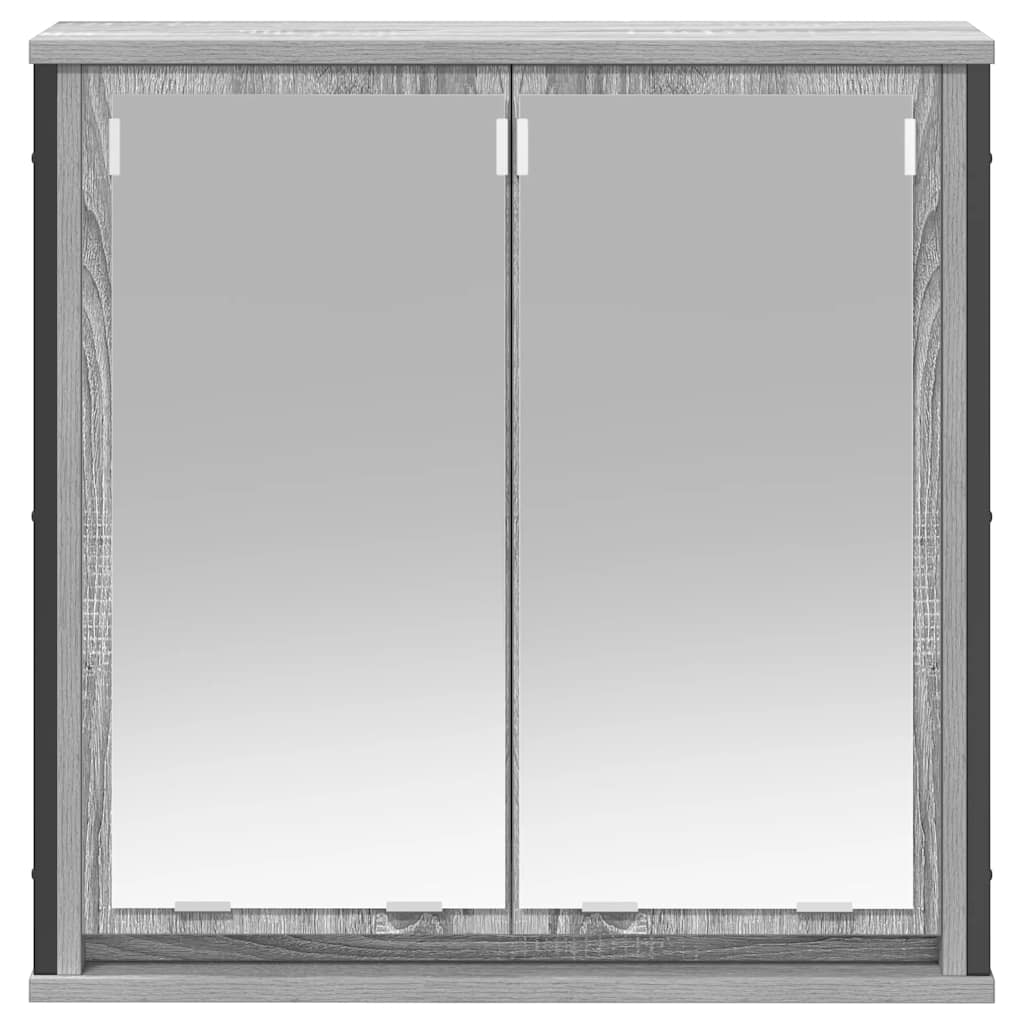 Pensile da Bagno con Specchio Grigio Sonoma 60x21x60 cm | homemem39
