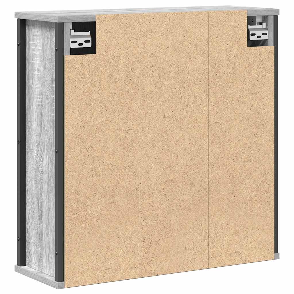 Pensile da Bagno con Specchio Grigio Sonoma 60x21x60 cm | homemem39