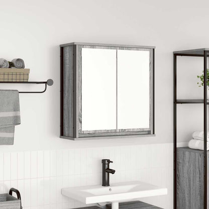 Pensile da Bagno con Specchio Grigio Sonoma 60x21x60 cm | homemem39