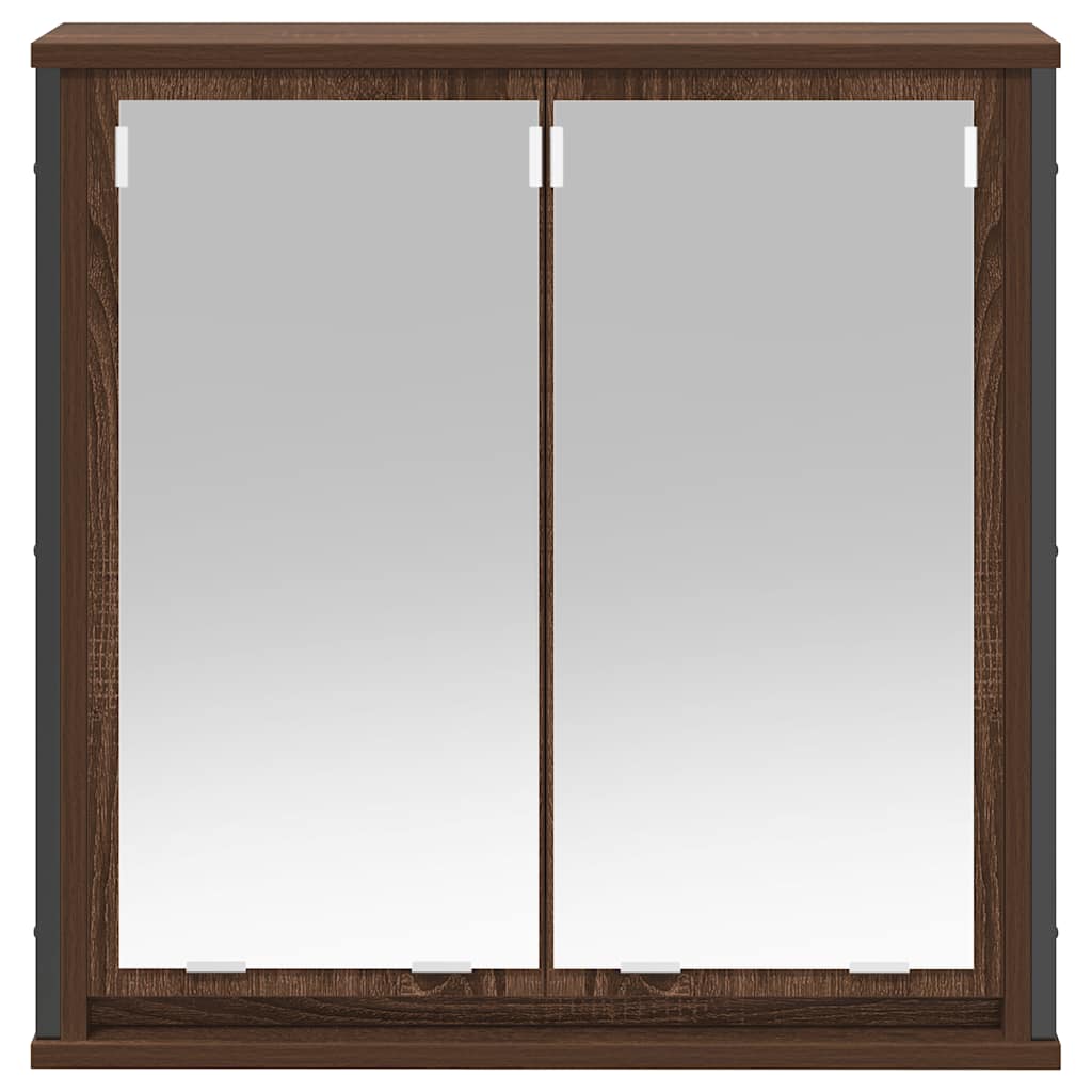 Pensile da Bagno con Specchio Rovere Marrone 60x21x60 cm | homemem39