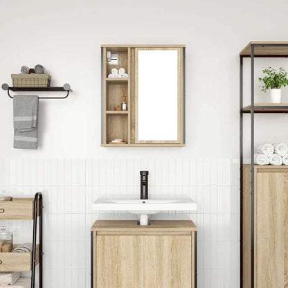 Pensile da Bagno con Specchio Rovere Sonoma 50x21x60 cm | homemem39