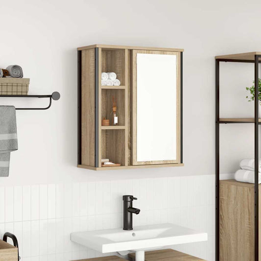 Pensile da Bagno con Specchio Rovere Sonoma 50x21x60 cm | homemem39