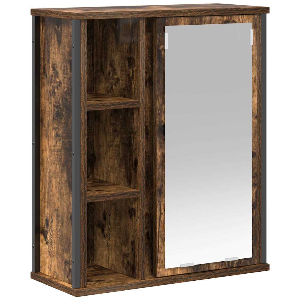 Pensile da Bagno con Specchio Rovere Fumo 50x21x60 cm