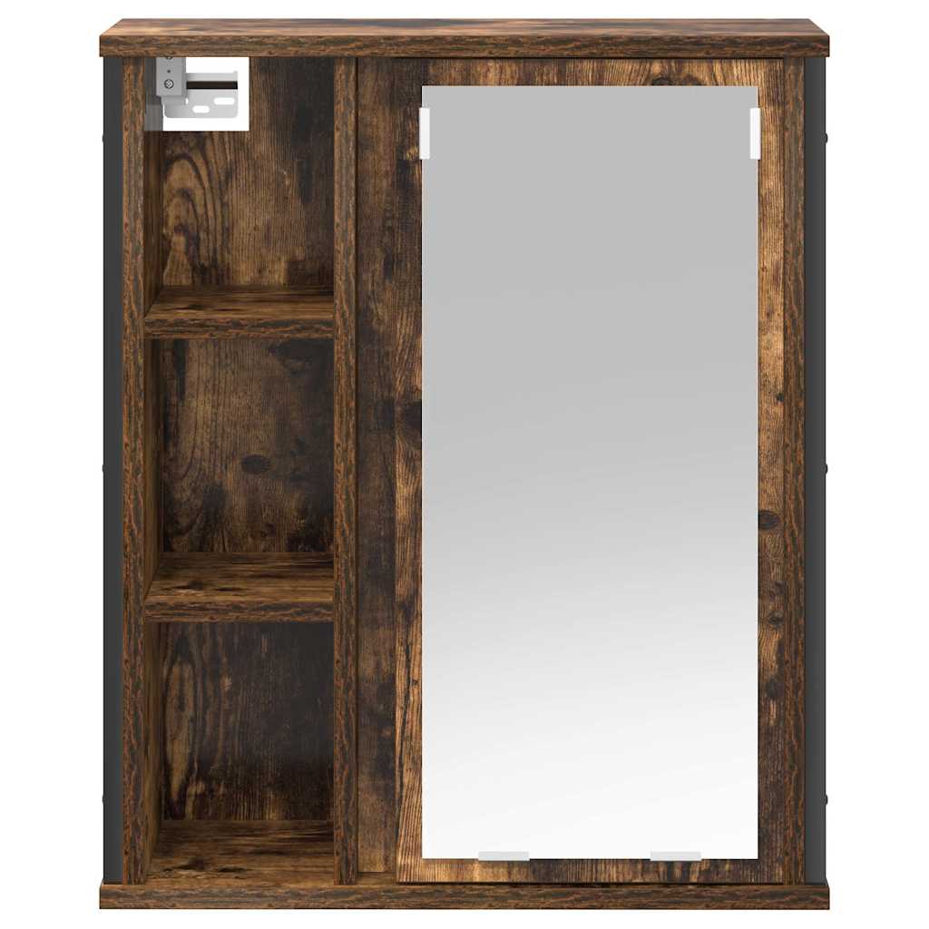 Pensile da Bagno con Specchio Rovere Fumo 50x21x60 cm