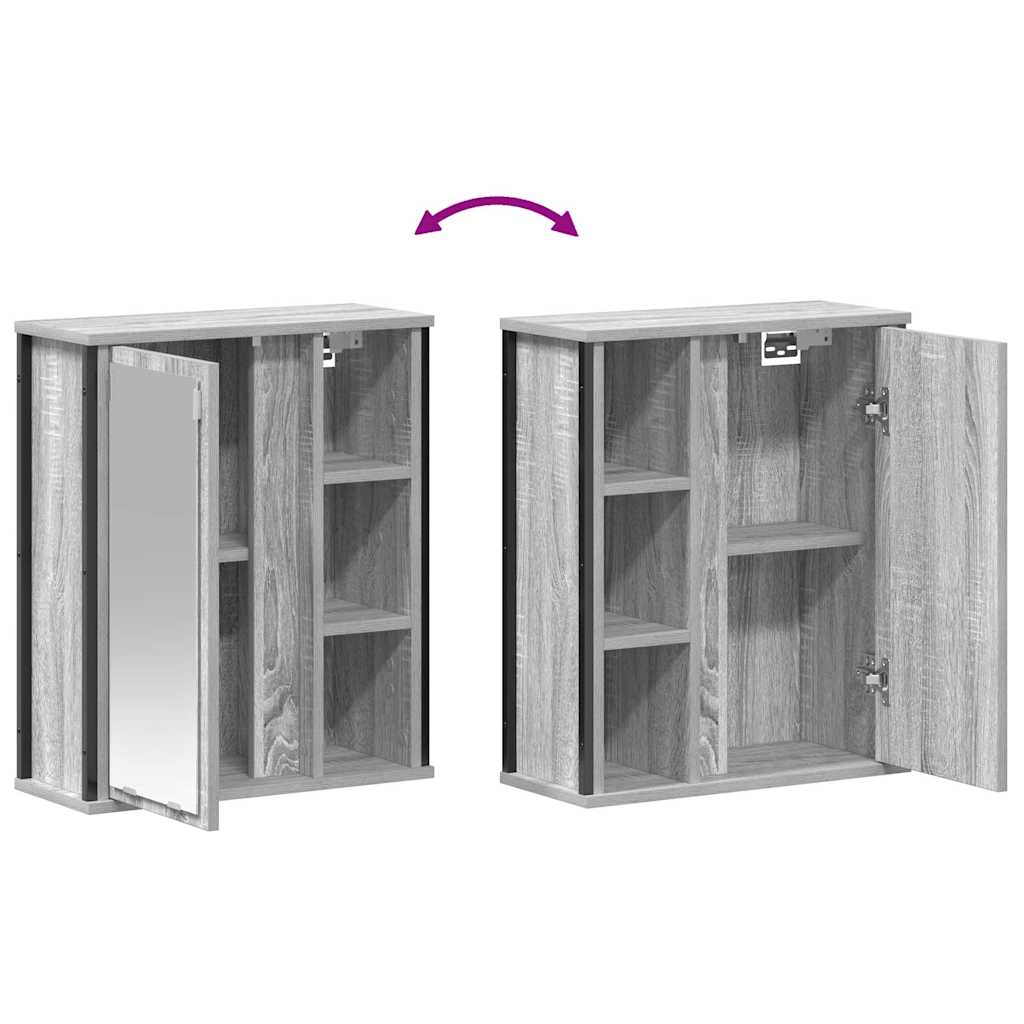 Pensile da Bagno con Specchio Grigio Sonoma 50x21x60 cm | homemem39