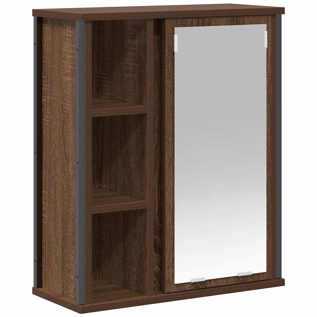 Pensile da Bagno con Specchio Rovere Marrone 50x21x60 cm | homemem39
