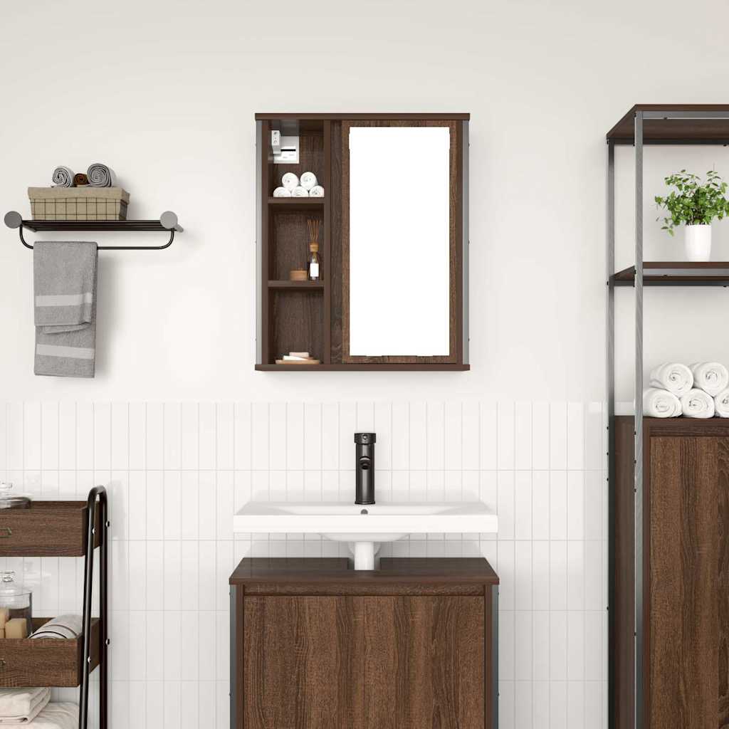 Pensile da Bagno con Specchio Rovere Marrone 50x21x60 cm | homemem39