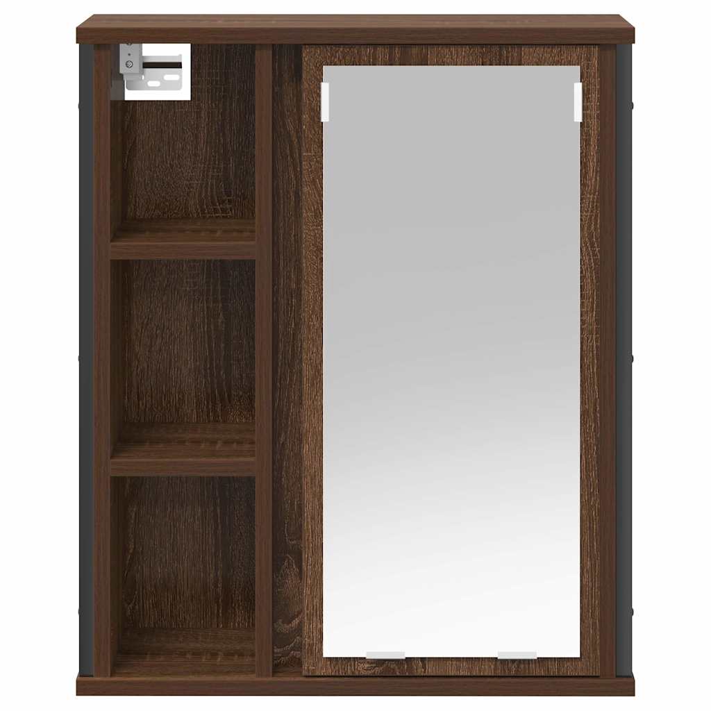 Pensile da Bagno con Specchio Rovere Marrone 50x21x60 cm | homemem39