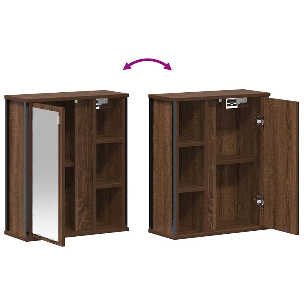 Pensile da Bagno con Specchio Rovere Marrone 50x21x60 cm | homemem39