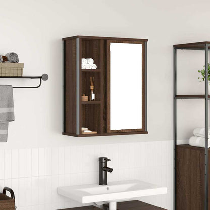 Pensile da Bagno con Specchio Rovere Marrone 50x21x60 cm | homemem39