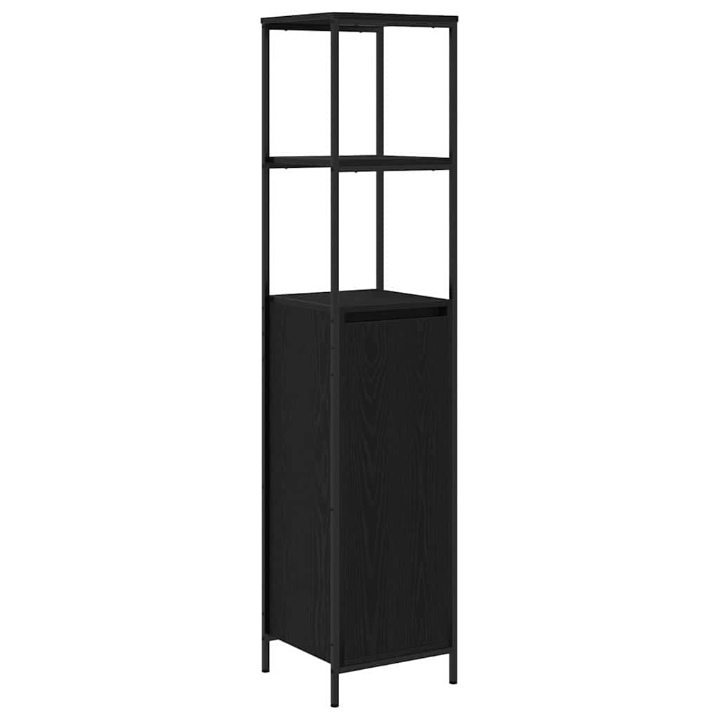 Mobile da Bagno con Ripiani Rovere Nero 36x35x165 cm | homemem39