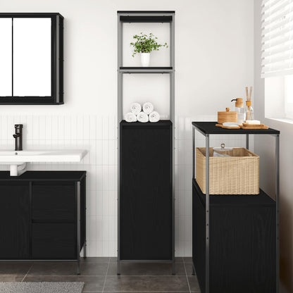 Mobile da Bagno con Ripiani Rovere Nero 36x35x165 cm | homemem39
