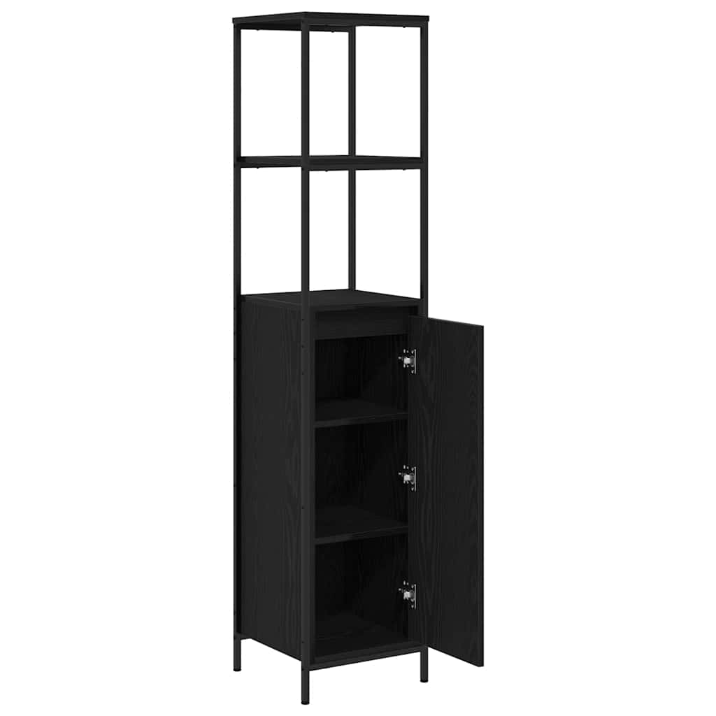 Mobile da Bagno con Ripiani Rovere Nero 36x35x165 cm | homemem39