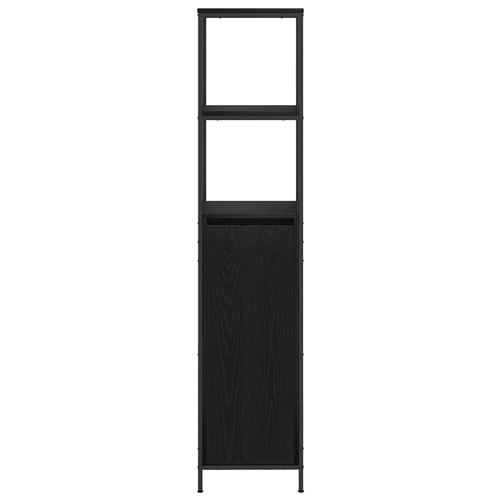 Mobile da Bagno con Ripiani Rovere Nero 36x35x165 cm | homemem39