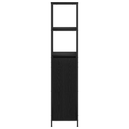 Mobile da Bagno con Ripiani Rovere Nero 36x35x165 cm | homemem39