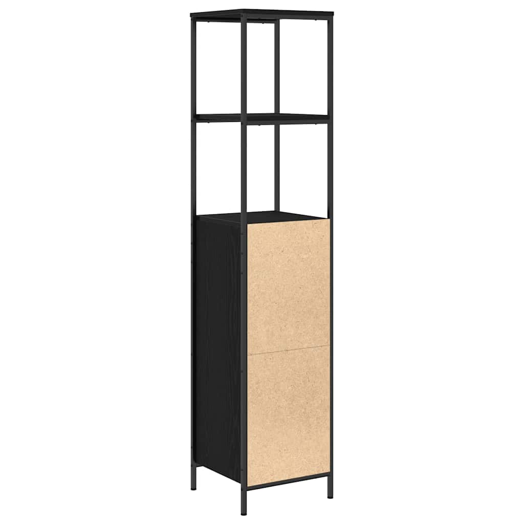 Mobile da Bagno con Ripiani Rovere Nero 36x35x165 cm | homemem39