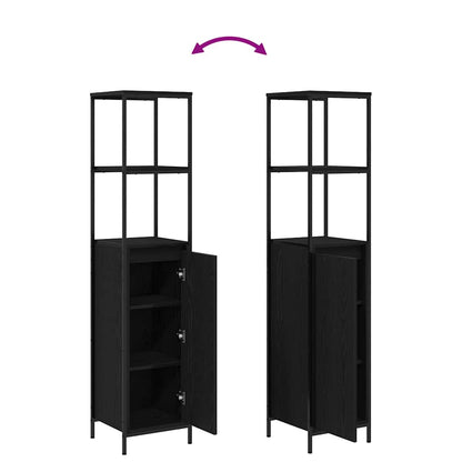 Mobile da Bagno con Ripiani Rovere Nero 36x35x165 cm | homemem39