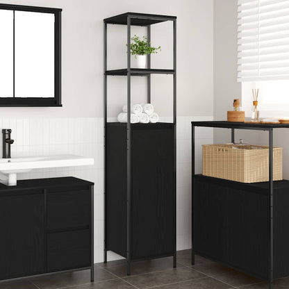 Mobile da Bagno con Ripiani Rovere Nero 36x35x165 cm | homemem39