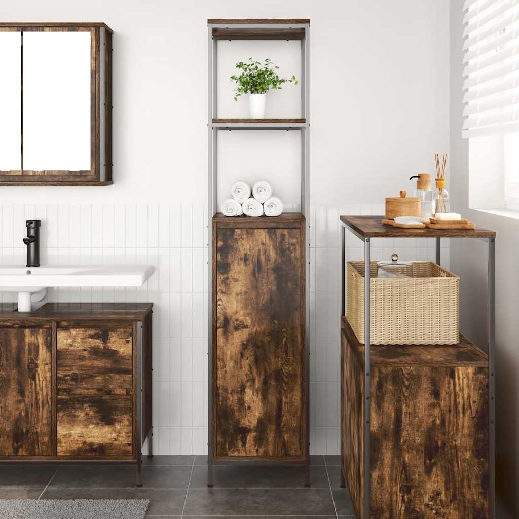 Mobile da Bagno con Ripiani Rovere Fumo 36x35x165 cm | homemem39