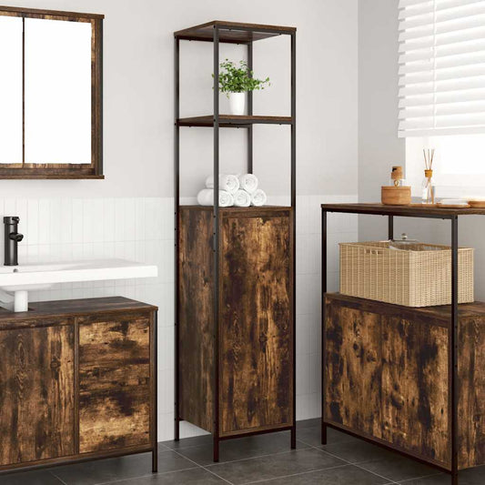 Mobile da Bagno con Ripiani Rovere Fumo 36x35x165 cm | homemem39