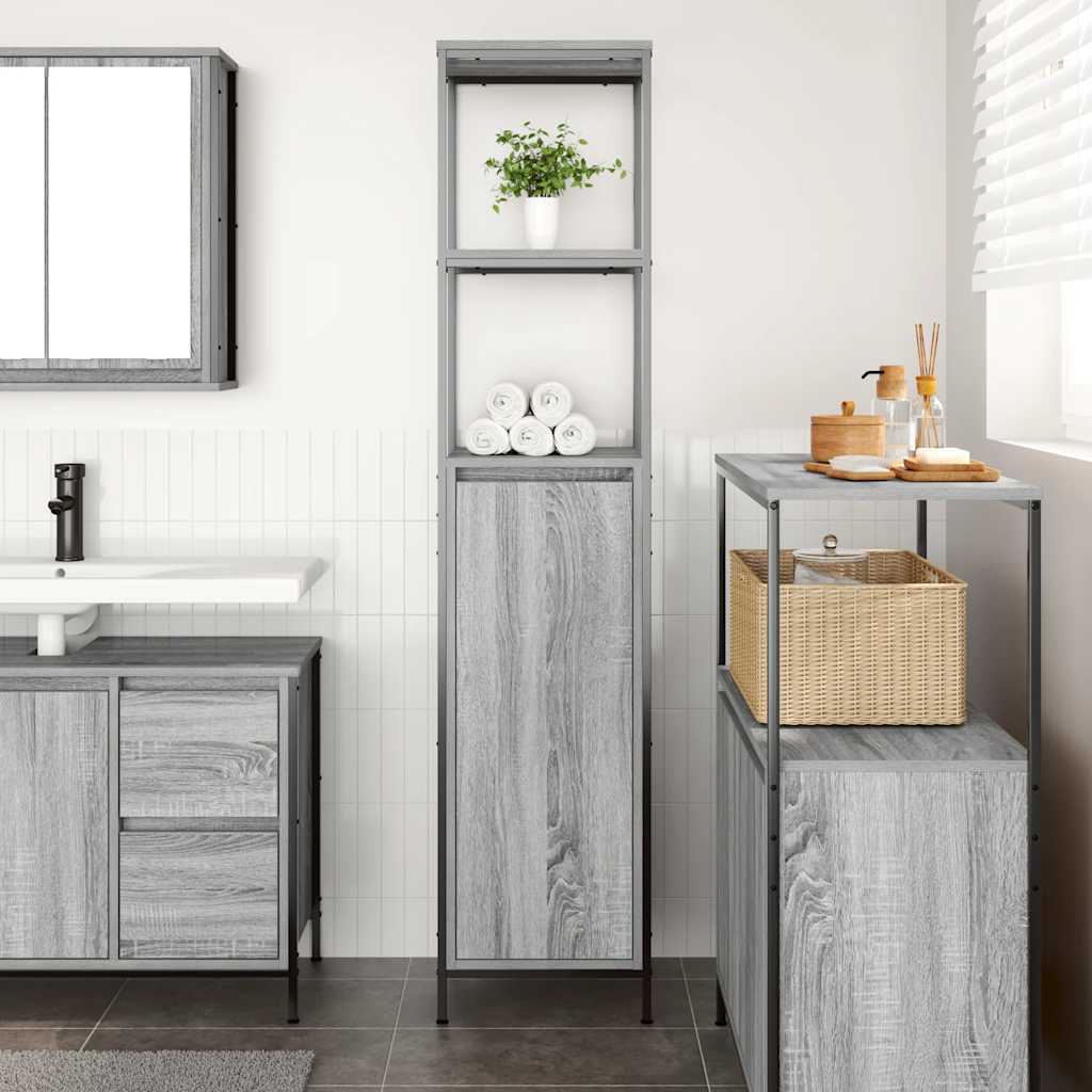Mobile da Bagno con Ripiani Grigio Sonoma 36x35x165 cm | homemem39