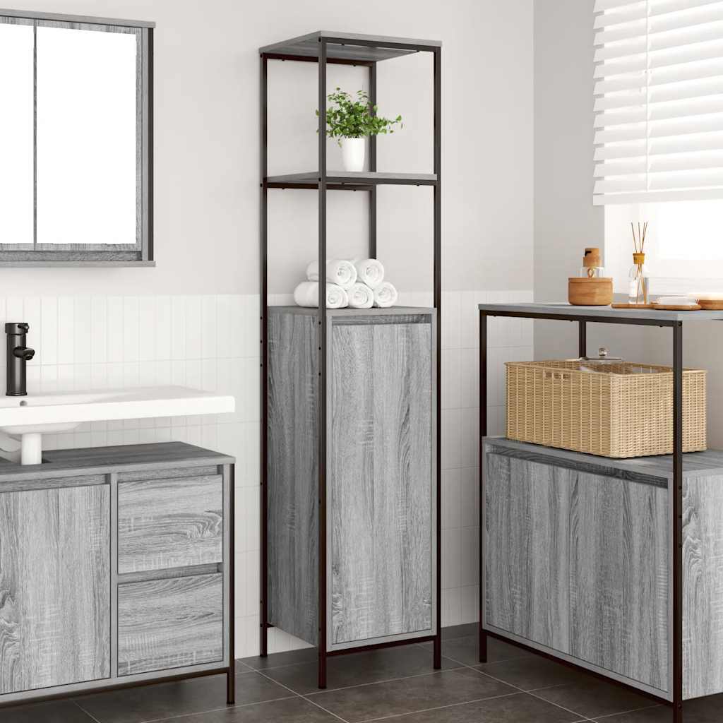 Mobile da Bagno con Ripiani Grigio Sonoma 36x35x165 cm | homemem39