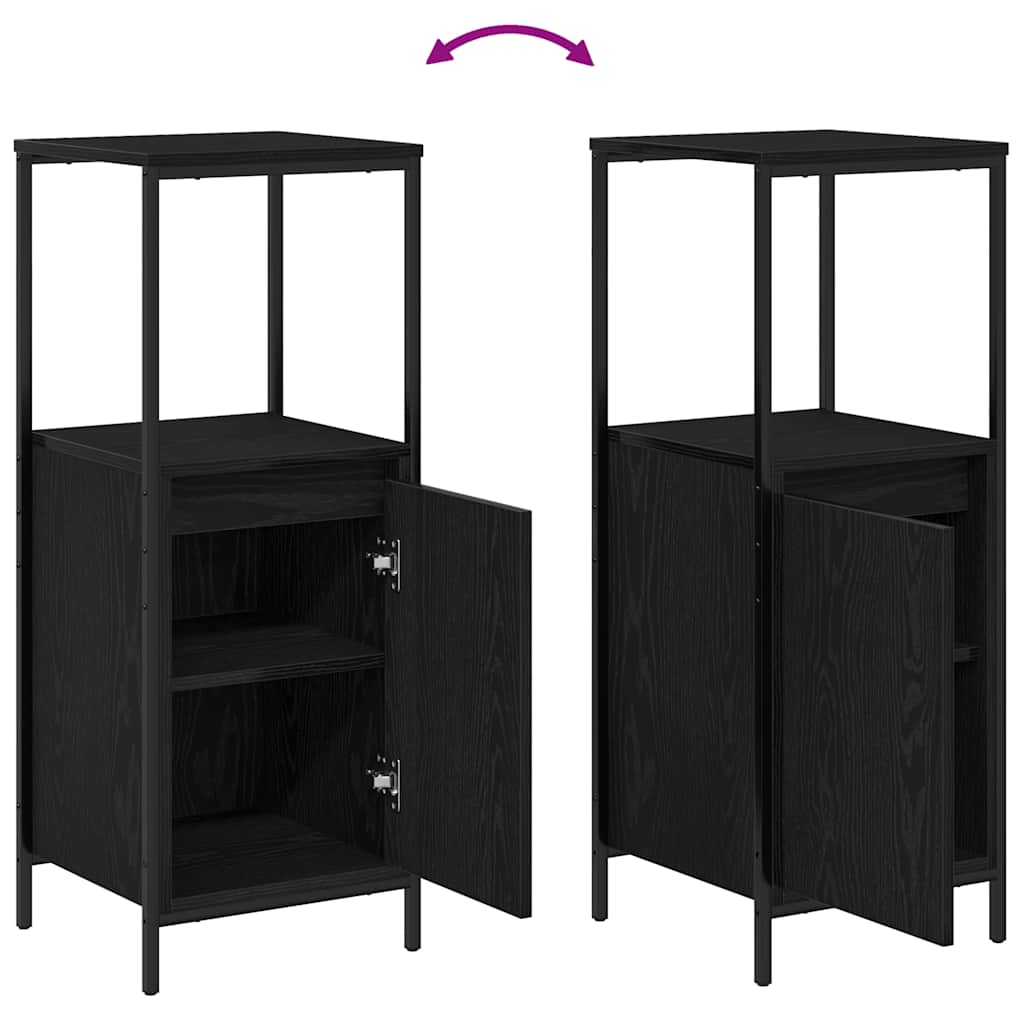Mobile da Bagno con Ripiani Rovere Nero 36x35x95 cm | homemem39