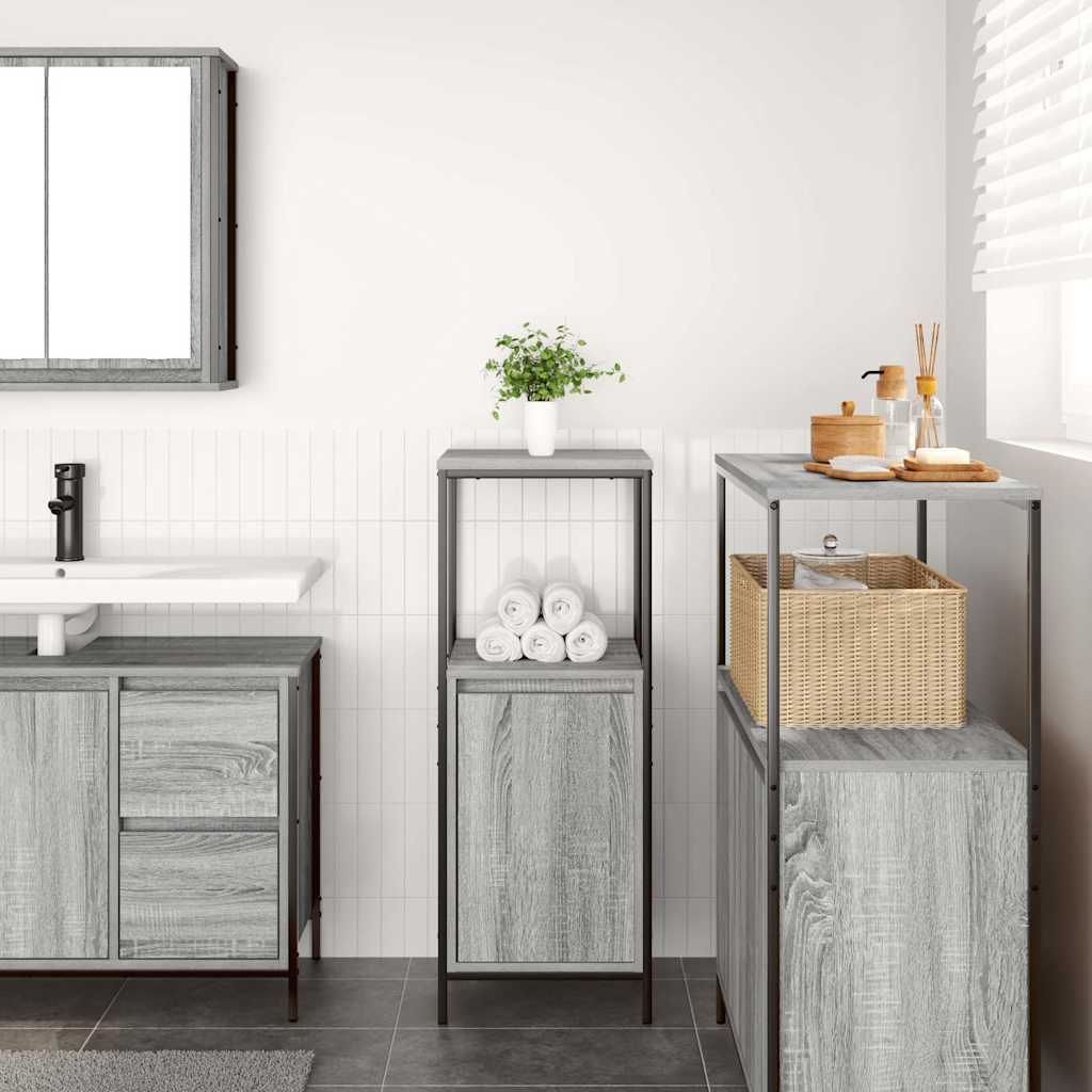 Mobile da Bagno con Ripiani Grigio Sonoma 36x35x95 cm | homemem39