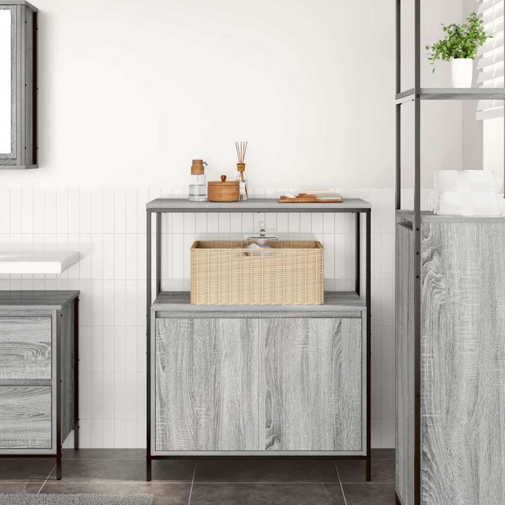Mobile da Bagno con Ripiani Grigio Sonoma 76,5x35x95 cm | homemem39