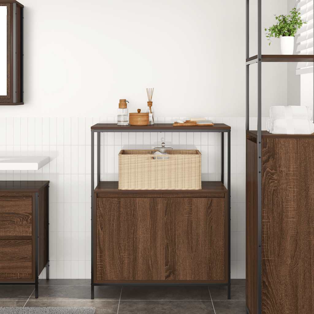 Mobile da Bagno con Ripiani Rovere Marrone 76,5x35x95 cm | homemem39