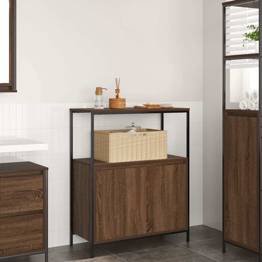 Mobile da Bagno con Ripiani Rovere Marrone 76,5x35x95 cm | homemem39