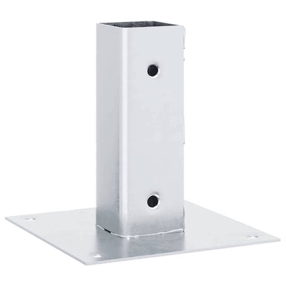 Basi per Pali Quadrate 4 pz Argento 46x46 mm in Acciaio Zincato | homemem39