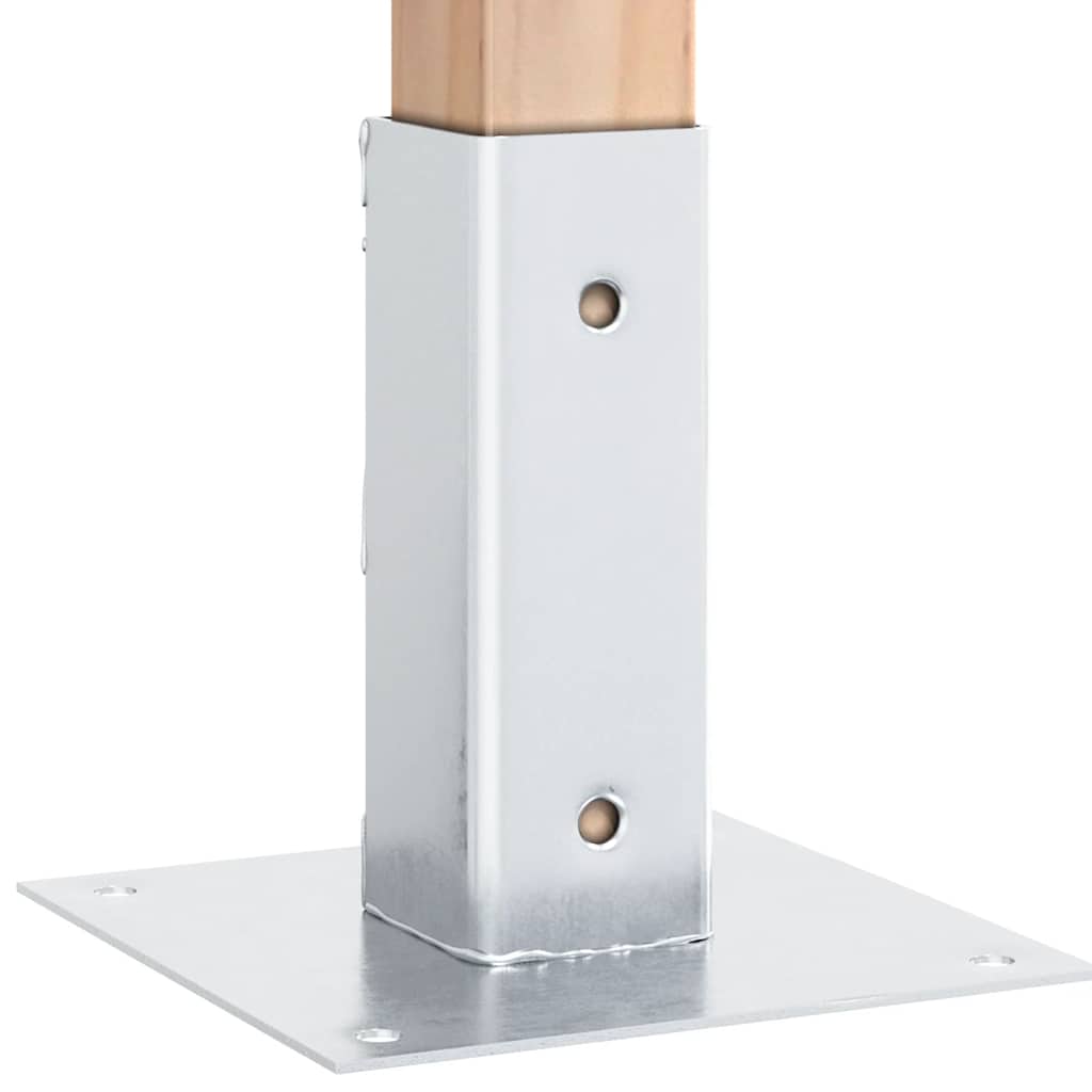 Basi per Pali Quadrate 4 pz Argento 46x46 mm in Acciaio Zincato | homemem39