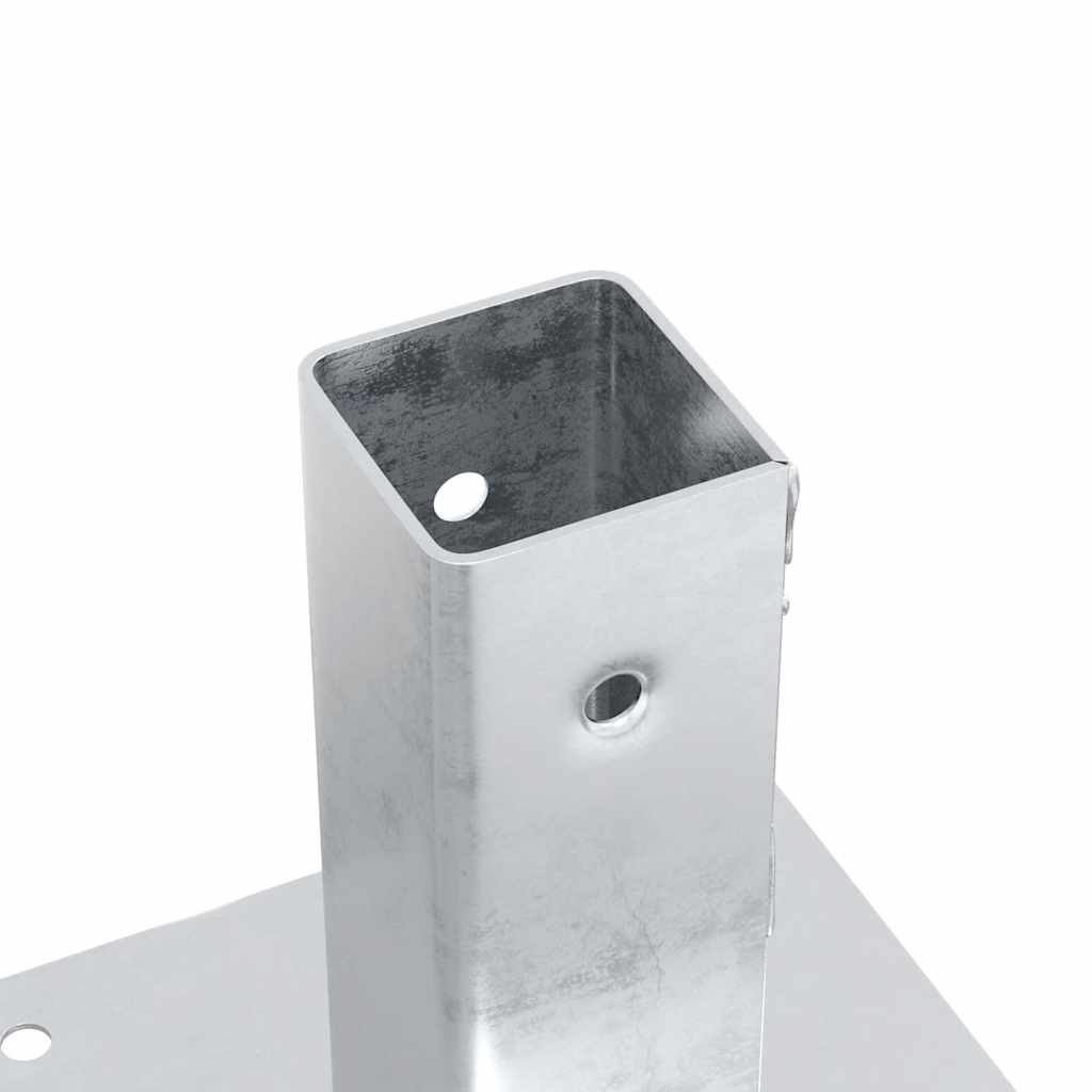 Basi per Pali Quadrate 4 pz Argento 46x46 mm in Acciaio Zincato | homemem39