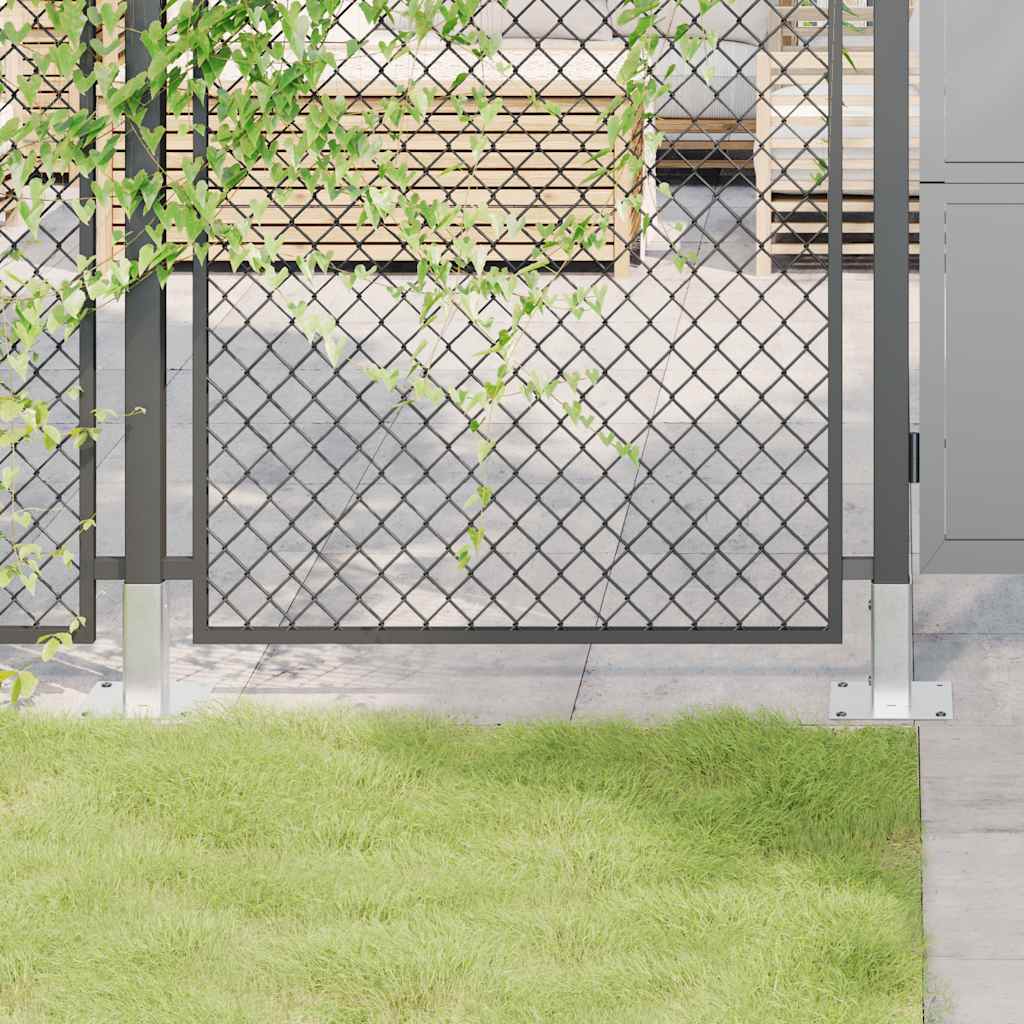 Basi per Pali Quadrate 4 pz Argento 46x46 mm in Acciaio Zincato | homemem39