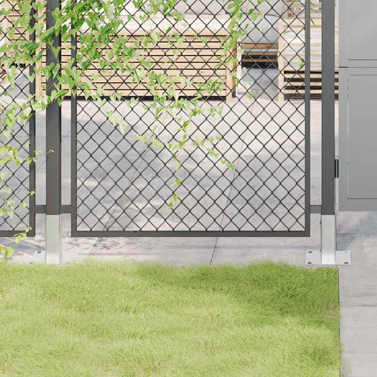 Basi per Pali Quadrate 4 pz Argento 46x46 mm in Acciaio Zincato | homemem39