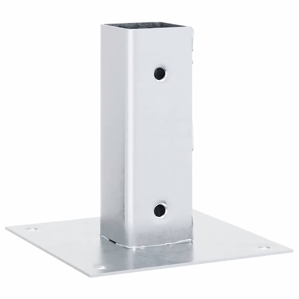 Basi per Pali Quadrate 4 pz Argento 51x51 mm in Acciaio Zincato | homemem39