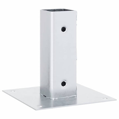 Basi per Pali Quadrate 4 pz Argento 51x51 mm in Acciaio Zincato | homemem39