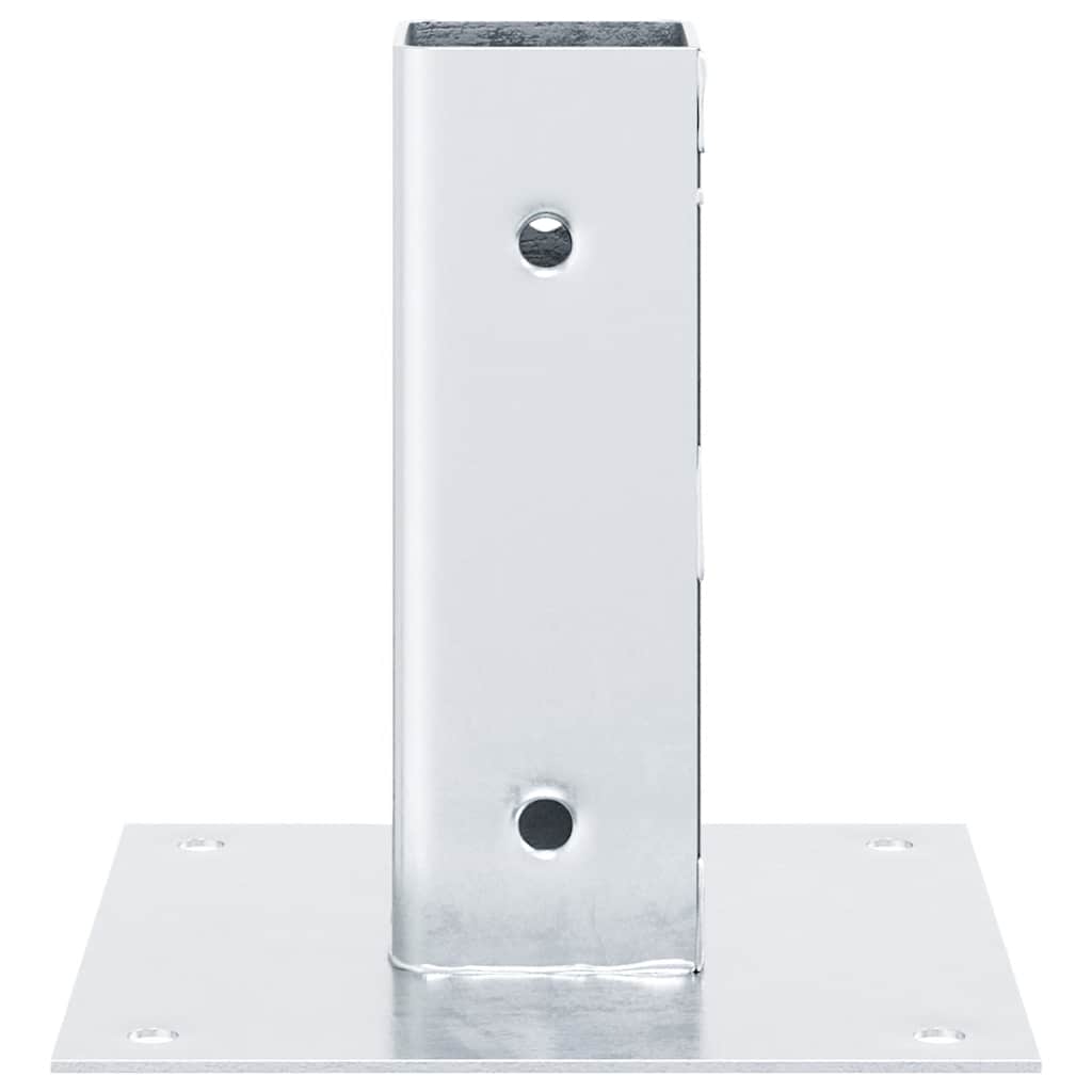 Basi per Pali Quadrate 4 pz Argento 51x51 mm in Acciaio Zincato | homemem39