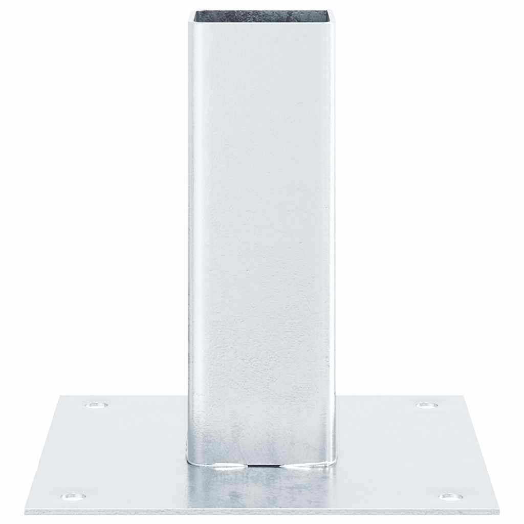 Basi per Pali Quadrate 4 pz Argento 51x51 mm in Acciaio Zincato | homemem39