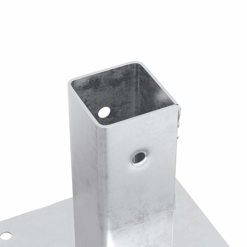 Basi per Pali Quadrate 4 pz Argento 51x51 mm in Acciaio Zincato | homemem39