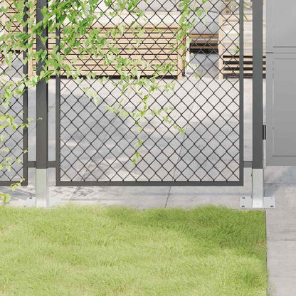Basi per Pali Quadrate 4 pz Argento 51x51 mm in Acciaio Zincato | homemem39